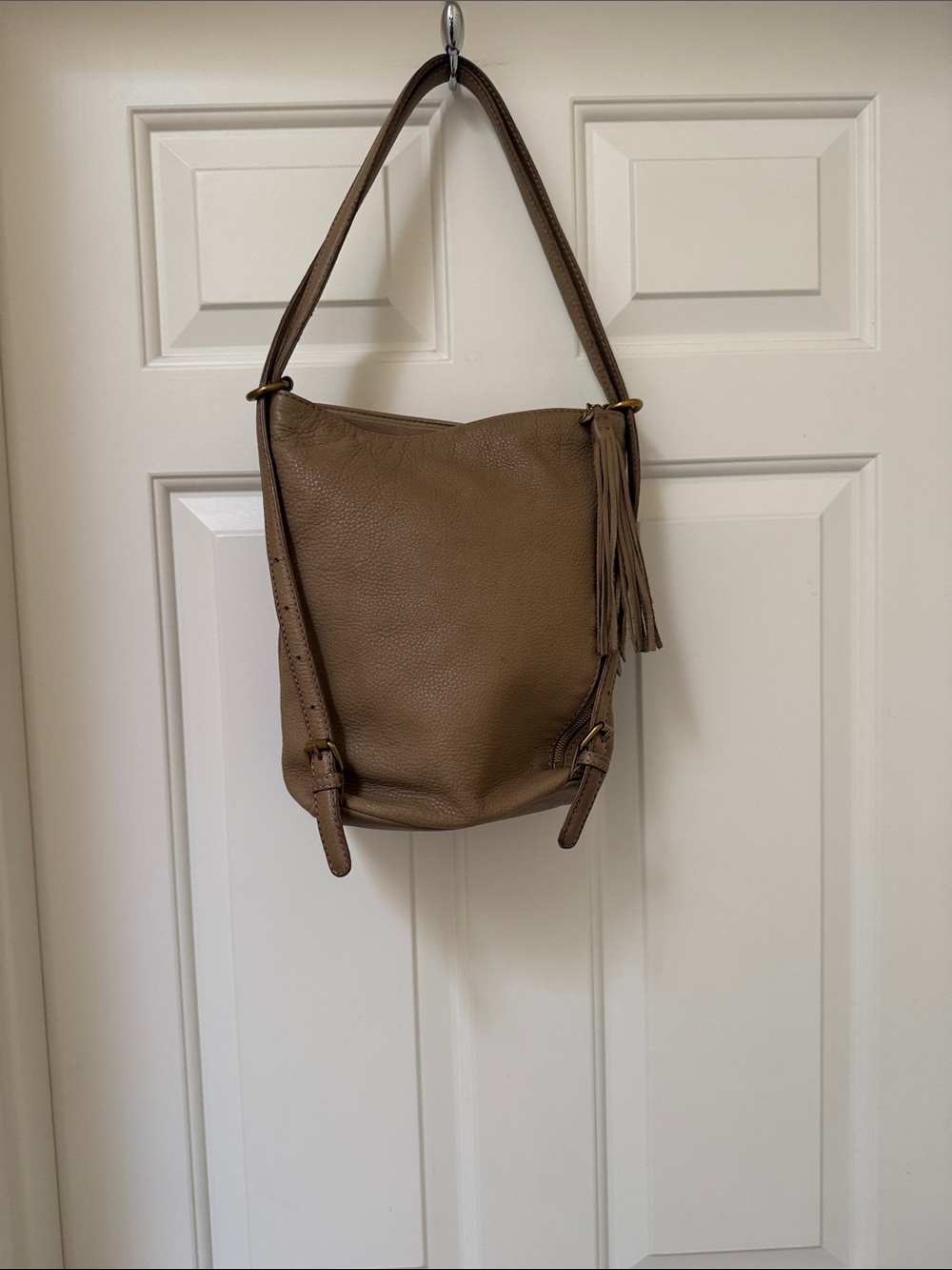 HOBO International Blaze Convertible Leather Backpack Shoulder Bag Tan